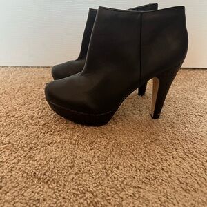 Black booties with sparkle heel